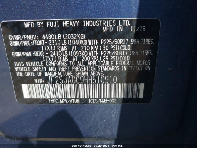 Photo 8 VIN: JF2SJAGC9HH510910 - SUBARU FORESTER 