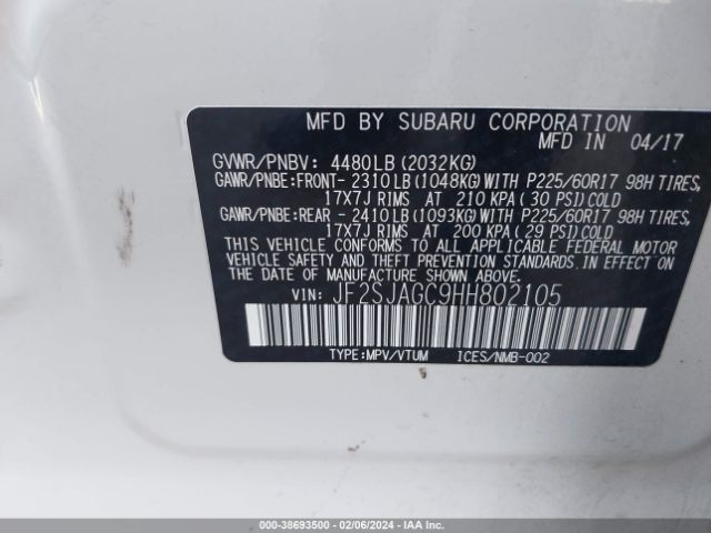 Photo 8 VIN: JF2SJAGC9HH802105 - SUBARU FORESTER 