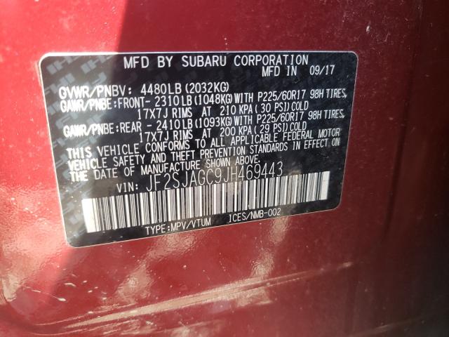 Photo 9 VIN: JF2SJAGC9JH469443 - SUBARU FORESTER 2 