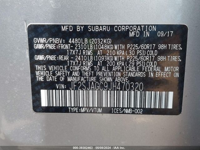 Photo 8 VIN: JF2SJAGC9JH470320 - SUBARU FORESTER 