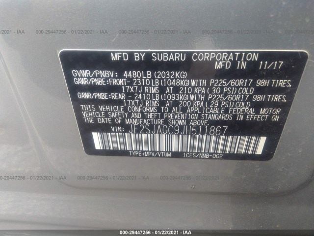 Photo 8 VIN: JF2SJAGC9JH511867 - SUBARU FORESTER 