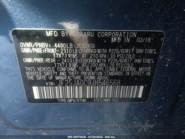 Photo 8 VIN: JF2SJAGC9JH546568 - SUBARU FORESTER 