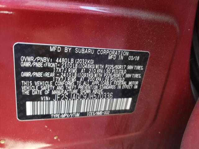 Photo 9 VIN: JF2SJAGC9JH570336 - SUBARU FORESTER 