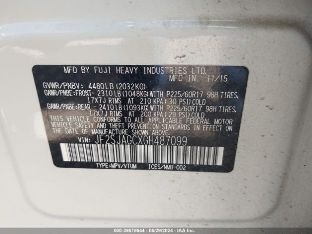 Photo 8 VIN: JF2SJAGCXGH487099 - SUBARU FORESTER 