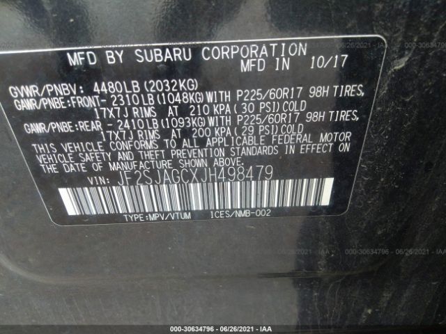 Photo 8 VIN: JF2SJAGCXJH498479 - SUBARU FORESTER 