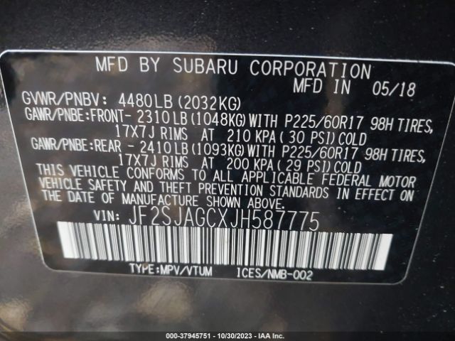 Photo 8 VIN: JF2SJAGCXJH587775 - SUBARU FORESTER 