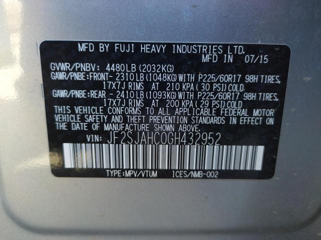 Photo 9 VIN: JF2SJAHC0GH432952 - SUBARU FORESTER 2 