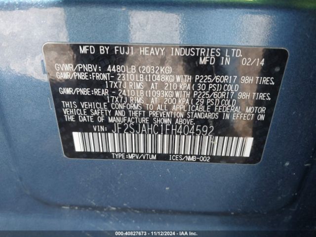 Photo 8 VIN: JF2SJAHC1FH404592 - SUBARU FORESTER 