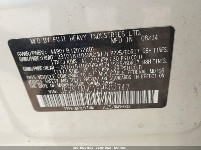 Photo 8 VIN: JF2SJAHC1FH502747 - SUBARU FORESTER 