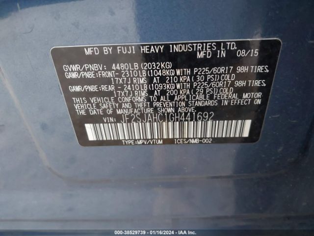 Photo 8 VIN: JF2SJAHC1GH441692 - SUBARU FORESTER 