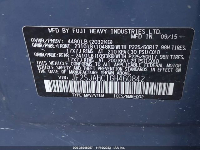 Photo 8 VIN: JF2SJAHC1GH460842 - SUBARU FORESTER 