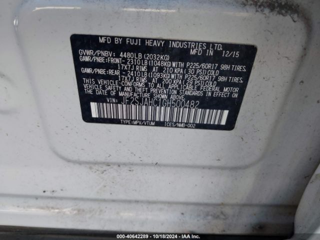 Photo 8 VIN: JF2SJAHC1GH500482 - SUBARU FORESTER 