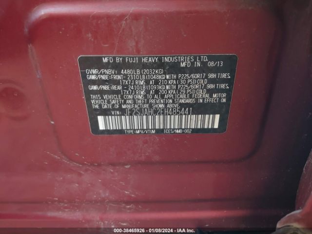 Photo 8 VIN: JF2SJAHC2EH485441 - SUBARU FORESTER 