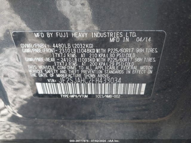 Photo 8 VIN: JF2SJAHC2FH433034 - SUBARU FORESTER 