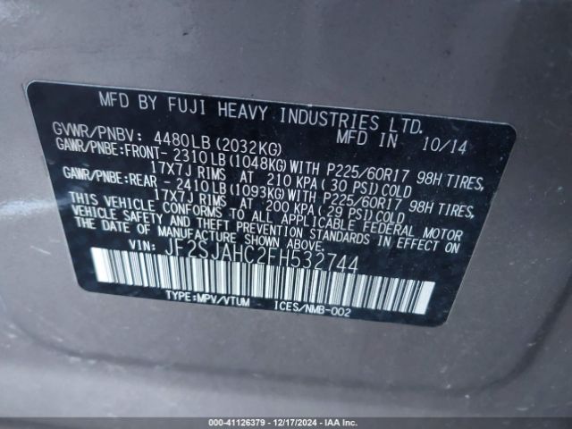 Photo 8 VIN: JF2SJAHC2FH532744 - SUBARU FORESTER 