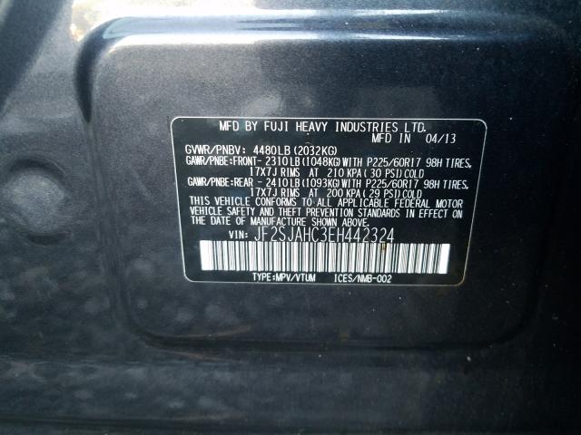 Photo 9 VIN: JF2SJAHC3EH442324 - SUBARU FORESTER 