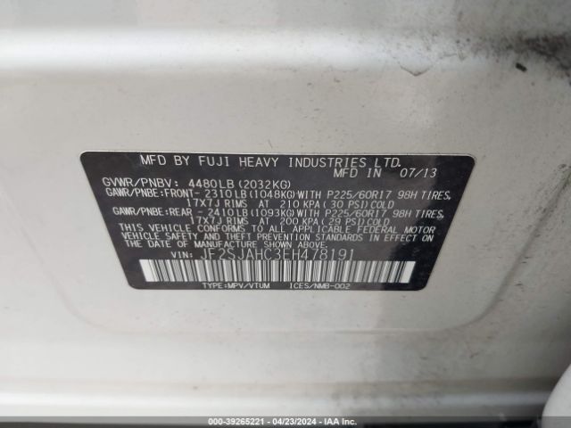 Photo 8 VIN: JF2SJAHC3EH478191 - SUBARU FORESTER 