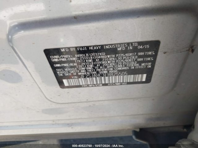 Photo 8 VIN: JF2SJAHC3FH825505 - SUBARU FORESTER 