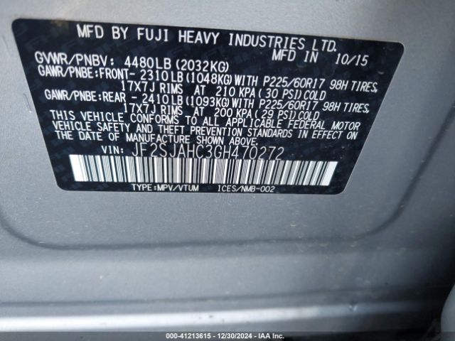 Photo 8 VIN: JF2SJAHC3GH470272 - SUBARU FORESTER 