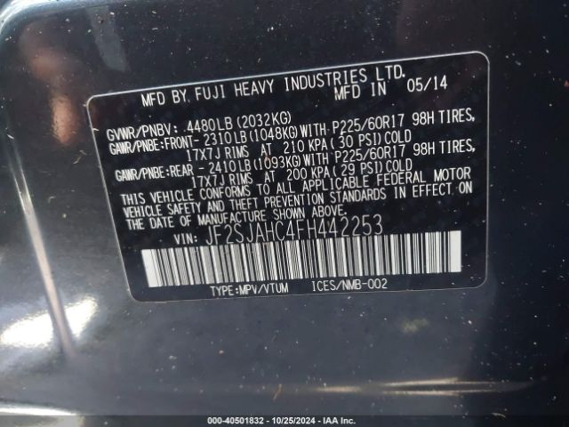 Photo 8 VIN: JF2SJAHC4FH442253 - SUBARU FORESTER 