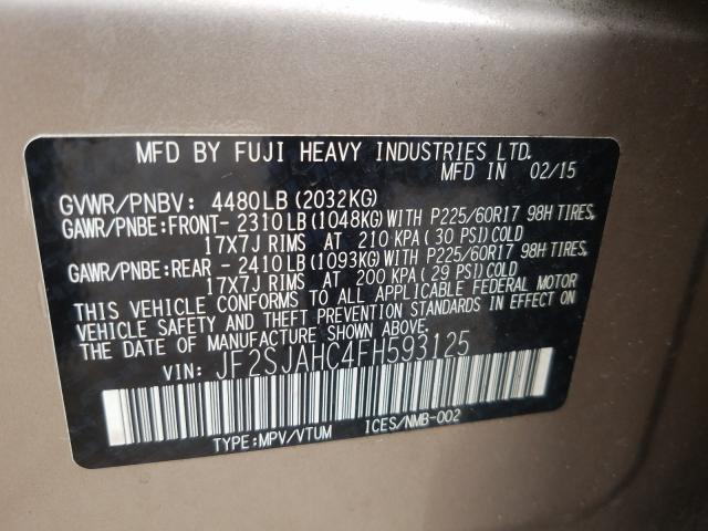 Photo 9 VIN: JF2SJAHC4FH593125 - SUBARU FORESTER 2 