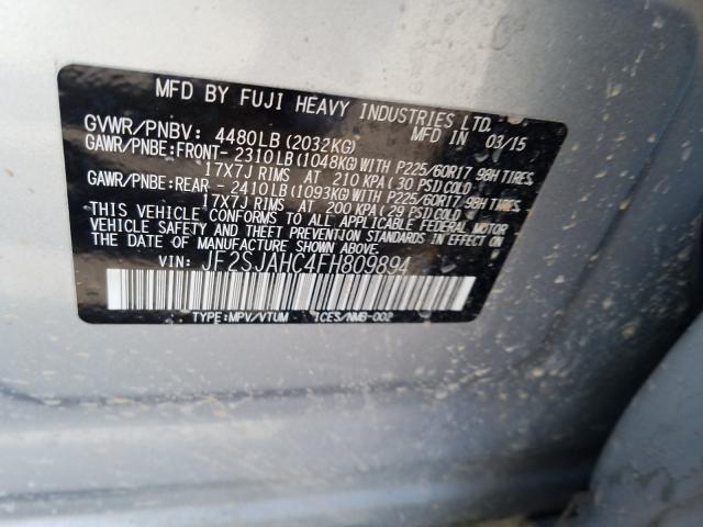 Photo 9 VIN: JF2SJAHC4FH809894 - SUBARU FORESTER 