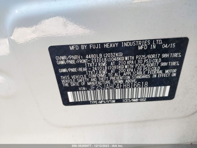 Photo 8 VIN: JF2SJAHC4FH816618 - SUBARU FORESTER 