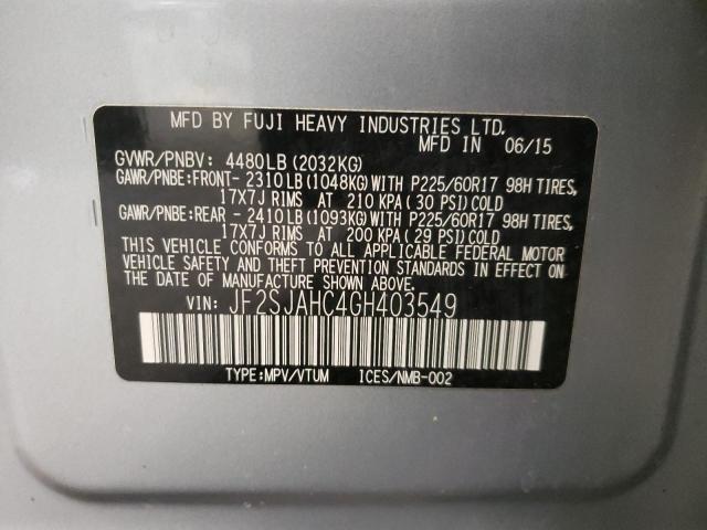 Photo 12 VIN: JF2SJAHC4GH403549 - SUBARU FORESTER 2 