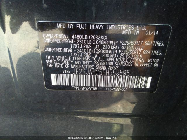 Photo 8 VIN: JF2SJAHC5EH559595 - SUBARU FORESTER 