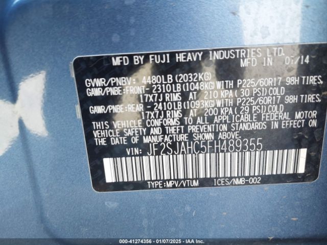 Photo 8 VIN: JF2SJAHC5FH489355 - SUBARU FORESTER 