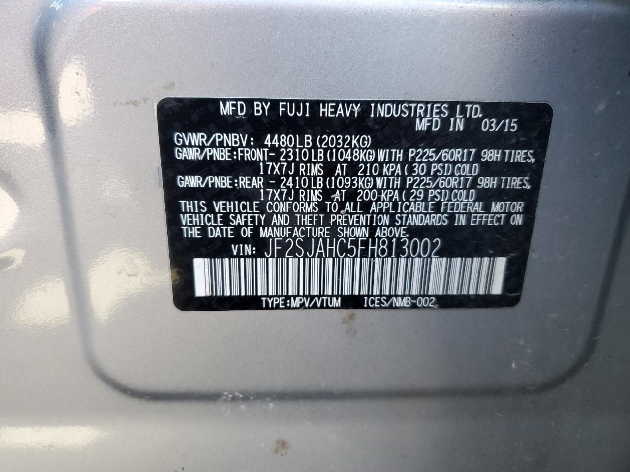 Photo 12 VIN: JF2SJAHC5FH813002 - SUBARU FORESTER 