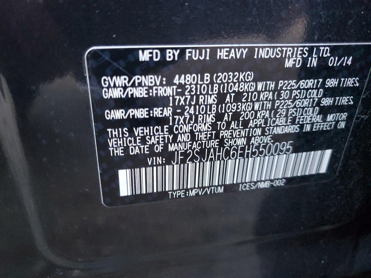 Photo 13 VIN: JF2SJAHC6EH550095 - SUBARU FORESTER 