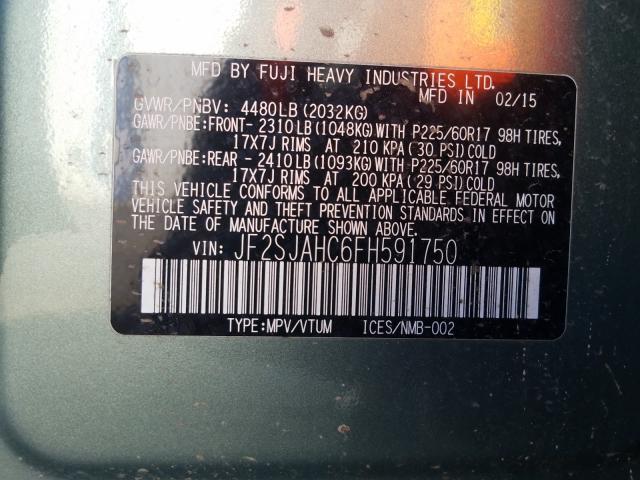 Photo 9 VIN: JF2SJAHC6FH591750 - SUBARU FORESTER 2 