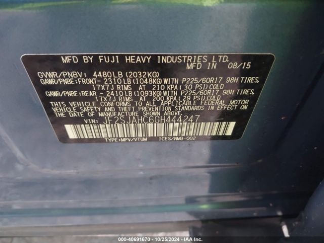 Photo 8 VIN: JF2SJAHC6GH444247 - SUBARU FORESTER 