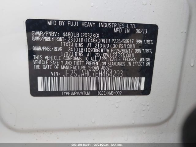 Photo 8 VIN: JF2SJAHC7EH464293 - SUBARU FORESTER 