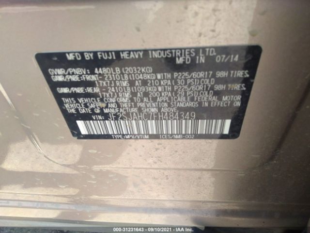 Photo 8 VIN: JF2SJAHC7FH484349 - SUBARU FORESTER 