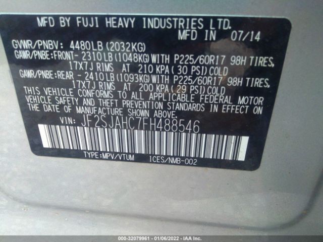 Photo 8 VIN: JF2SJAHC7FH488546 - SUBARU FORESTER 