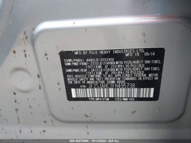 Photo 8 VIN: JF2SJAHC7FH495738 - SUBARU FORESTER 