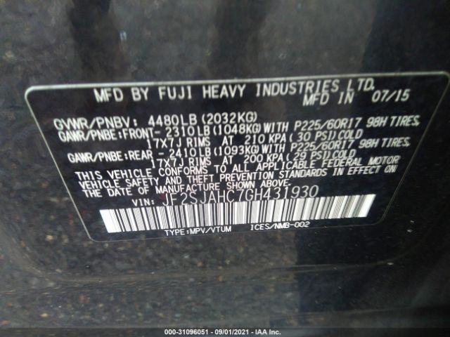 Photo 8 VIN: JF2SJAHC7GH431930 - SUBARU FORESTER 