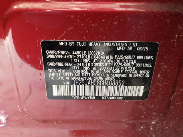 Photo 9 VIN: JF2SJAHC8GH408852 - SUBARU FORESTER 2 