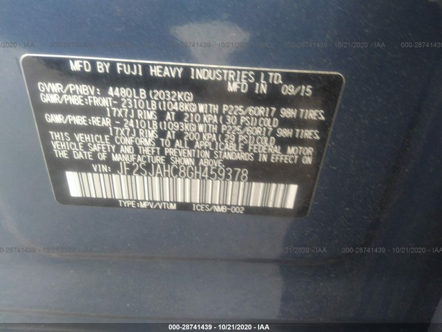 Photo 8 VIN: JF2SJAHC8GH459378 - SUBARU FORESTER 