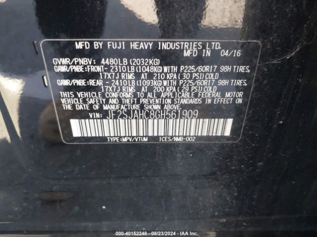 Photo 8 VIN: JF2SJAHC8GH561909 - SUBARU FORESTER 