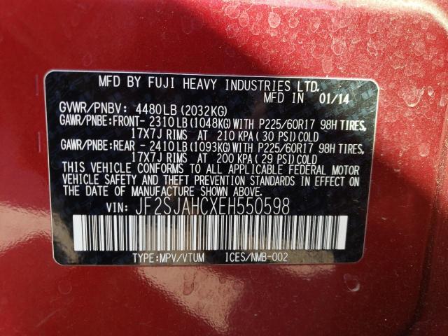 Photo 11 VIN: JF2SJAHCXEH550598 - SUBARU FORESTER 