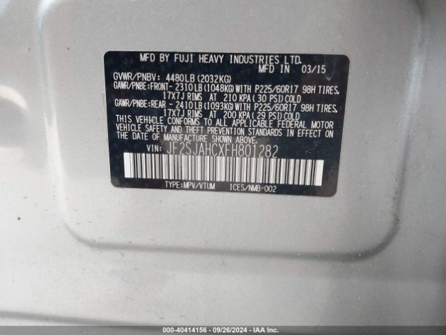 Photo 8 VIN: JF2SJAHCXFH801282 - SUBARU FORESTER 