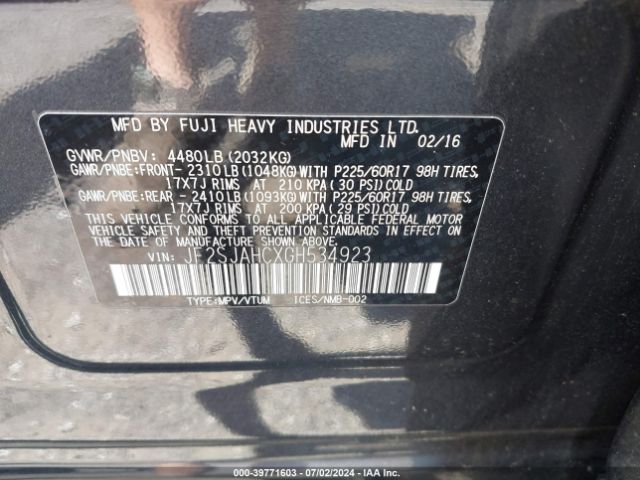 Photo 8 VIN: JF2SJAHCXGH534923 - SUBARU FORESTER 