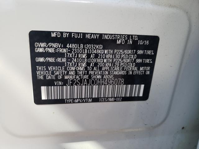 Photo 9 VIN: JF2SJAJC0HH496078 - SUBARU FORESTER 2 