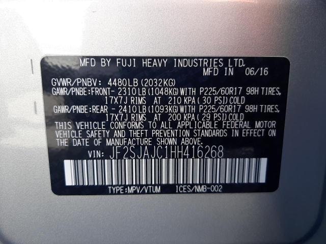 Photo 9 VIN: JF2SJAJC1HH416268 - SUBARU FORESTER 2 