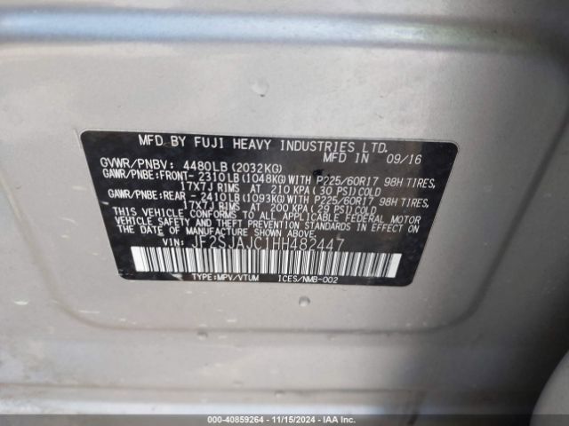 Photo 8 VIN: JF2SJAJC1HH482447 - SUBARU FORESTER 