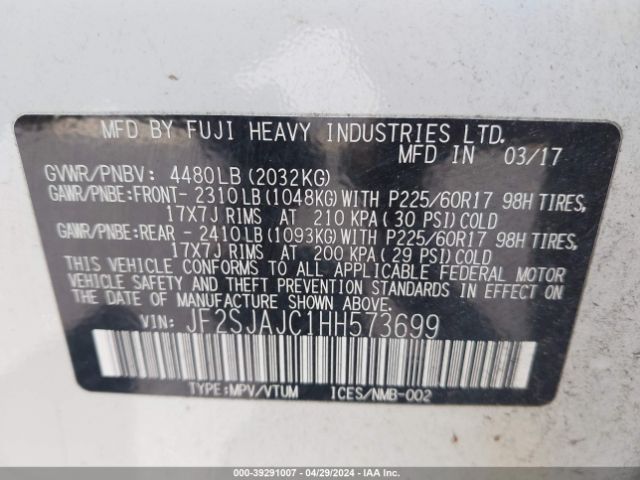 Photo 8 VIN: JF2SJAJC1HH573699 - SUBARU FORESTER 