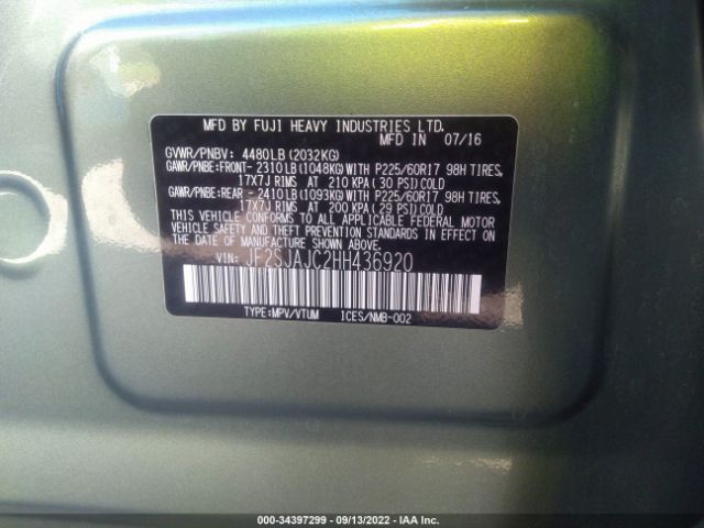 Photo 8 VIN: JF2SJAJC2HH436920 - SUBARU FORESTER 